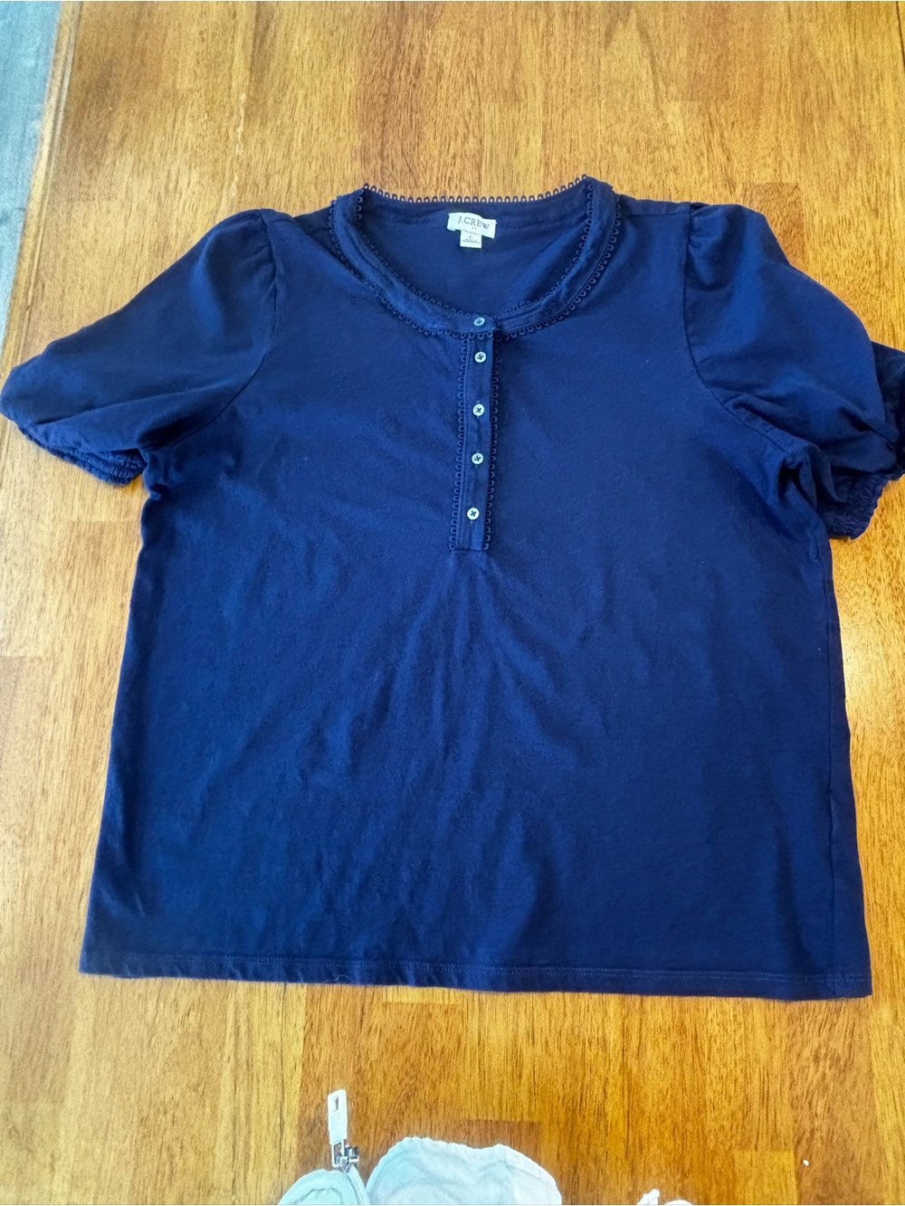J. Crew Factory Navy Short Sleeve Henley Tee with Button Placket